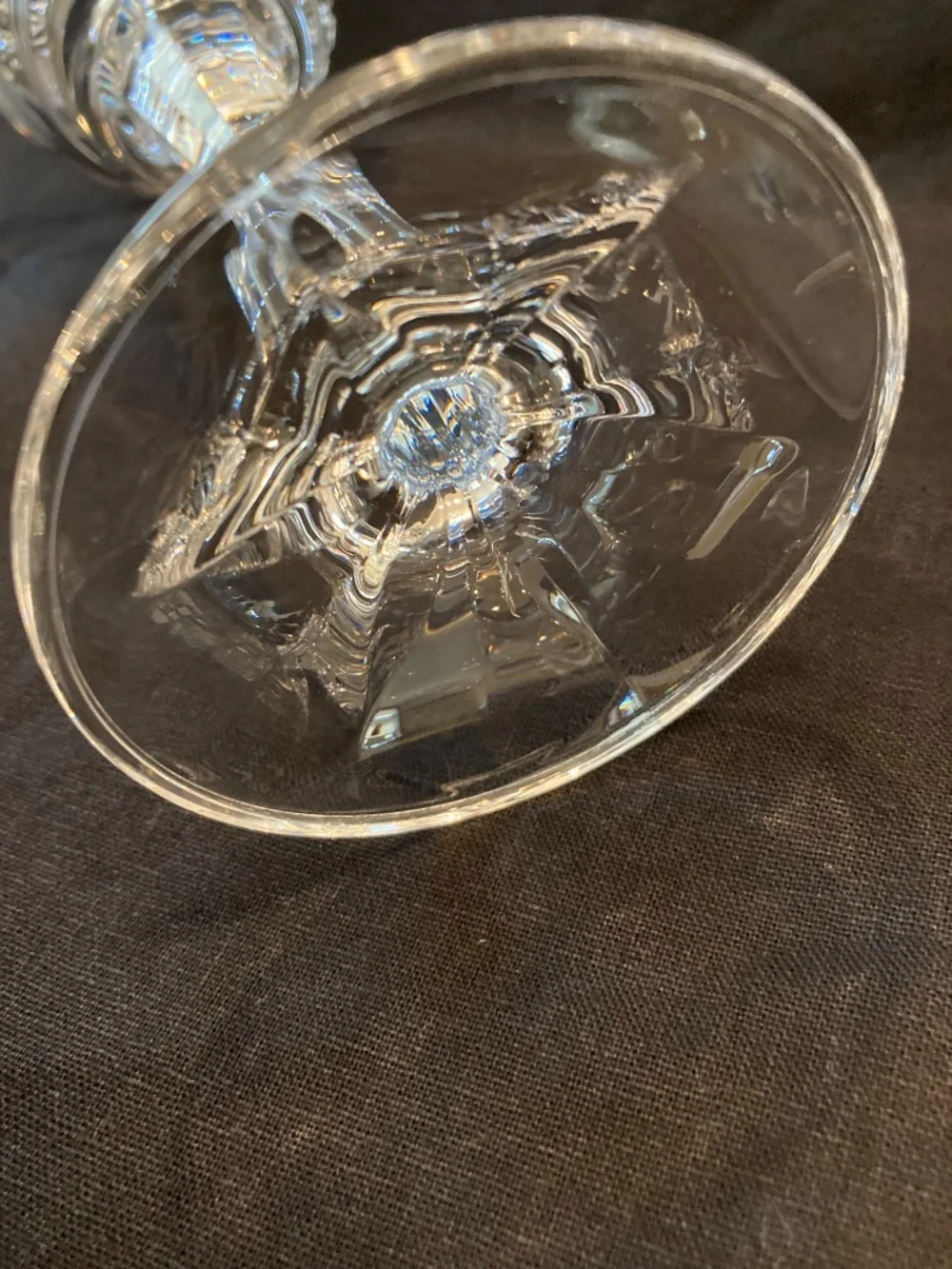 Bohemian/Czech  Set of 6 cut-crystal stem wine/port glass